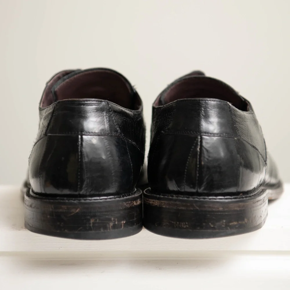 MEZLAN Bellini Mens 13M Black Ostrich Leg Eel Square Toe Leather Dress‎ Shoes